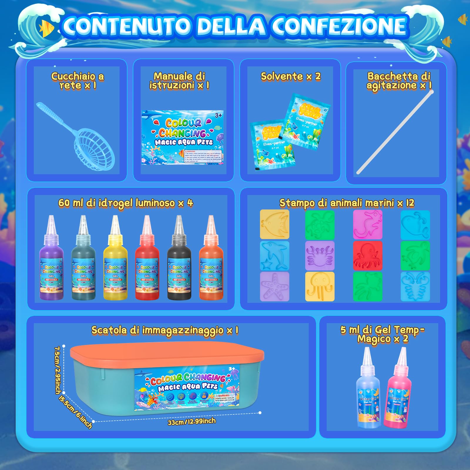 Thedttoy Magic Water Elf Kit Elfo Magico dell'Acqua Che Cambia Colore,22 Pz Gel Magico per Acqua per Bambini,Regalo Creativo per Ragazza di 3 4 5 Anni