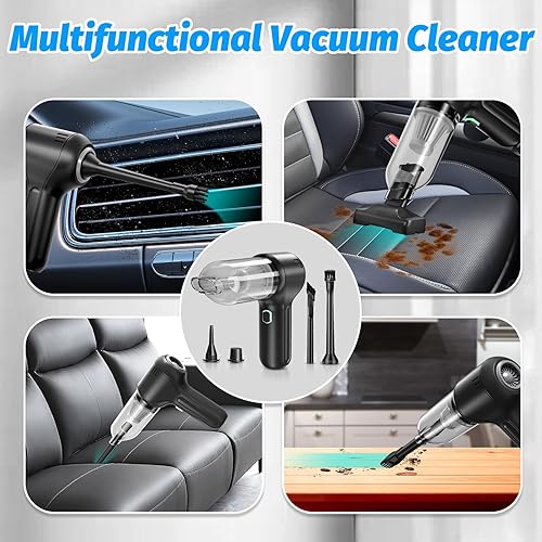 Miniatura 3 de Aspirador portátil para automóvil sin cable 18000 Pa de succión de alta potencia mejorada sin escobillas, aspiradora de mano 3 en 1 recargable, mini
