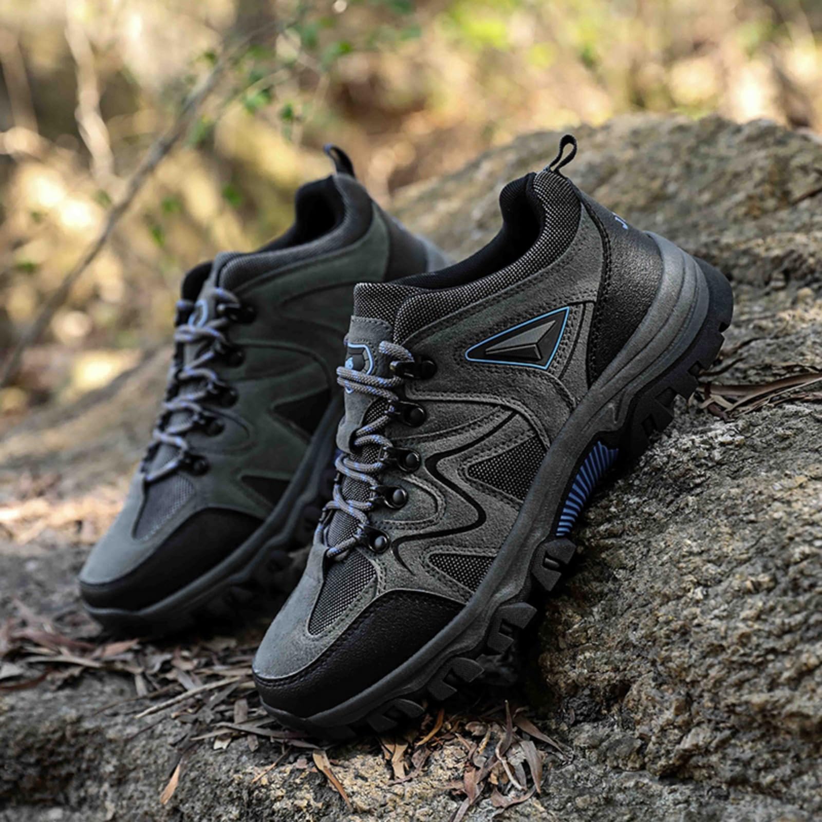 Męskie buty trekkingowe wodoodporne niskie do chodzenia po szlaku | Antypoślizgowa gumowa podeszwa, oddychająca, sznurowane buty trekkingowe, na kemping i na świeżym powietrzu