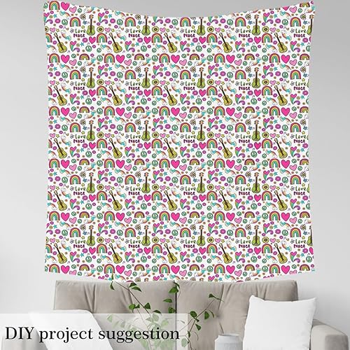 Miniatura 3 de Feelyou The Yard, tela de tapicería de arte hippie de la paz por The Yard, tela decorativa con diseño de mariposa de guitarra para tapicería y