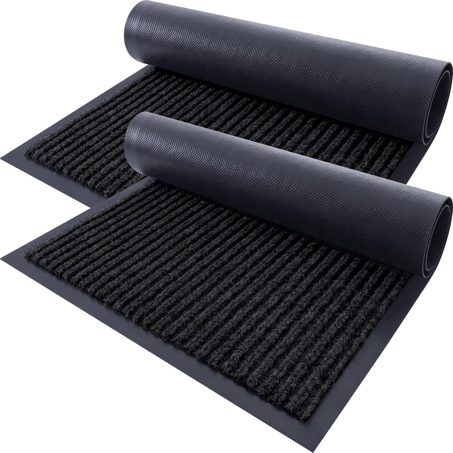 OLANLY Front Door Mat Indoor Outdoor Entrance, 2-Pack 35 x 23 Inch, Waterproof Heavy Duty Doormat, Fade Resistant, Low Profile, Easy Clean Patio Porch Welcome Floor Mats for Entry, Black Black 35" x 23"