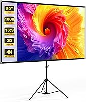 Vista 8 de Pantalla de proyector portátil con soporte, pantalla de proyección de 80 pulgadas, trípode de PVC con funda de transporte para noche de cine