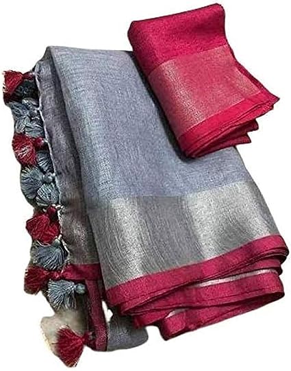 Cotton Linen Slub Bhagalpuri Saree 