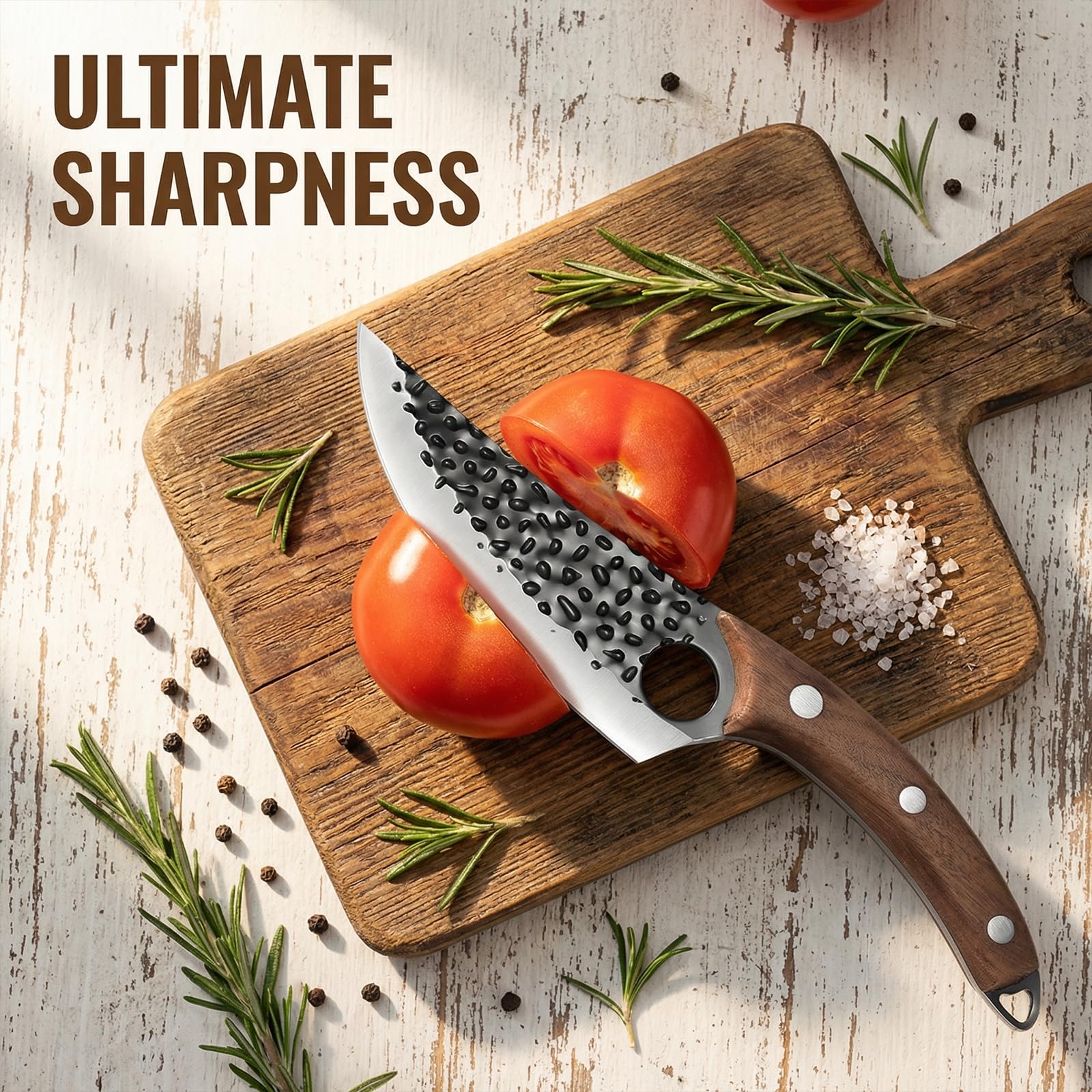 Coltelli da Chef Professionali 20cm Forgiato a Mano Acciaio Inox 5 Strati Impugnatura Legno di Pakka