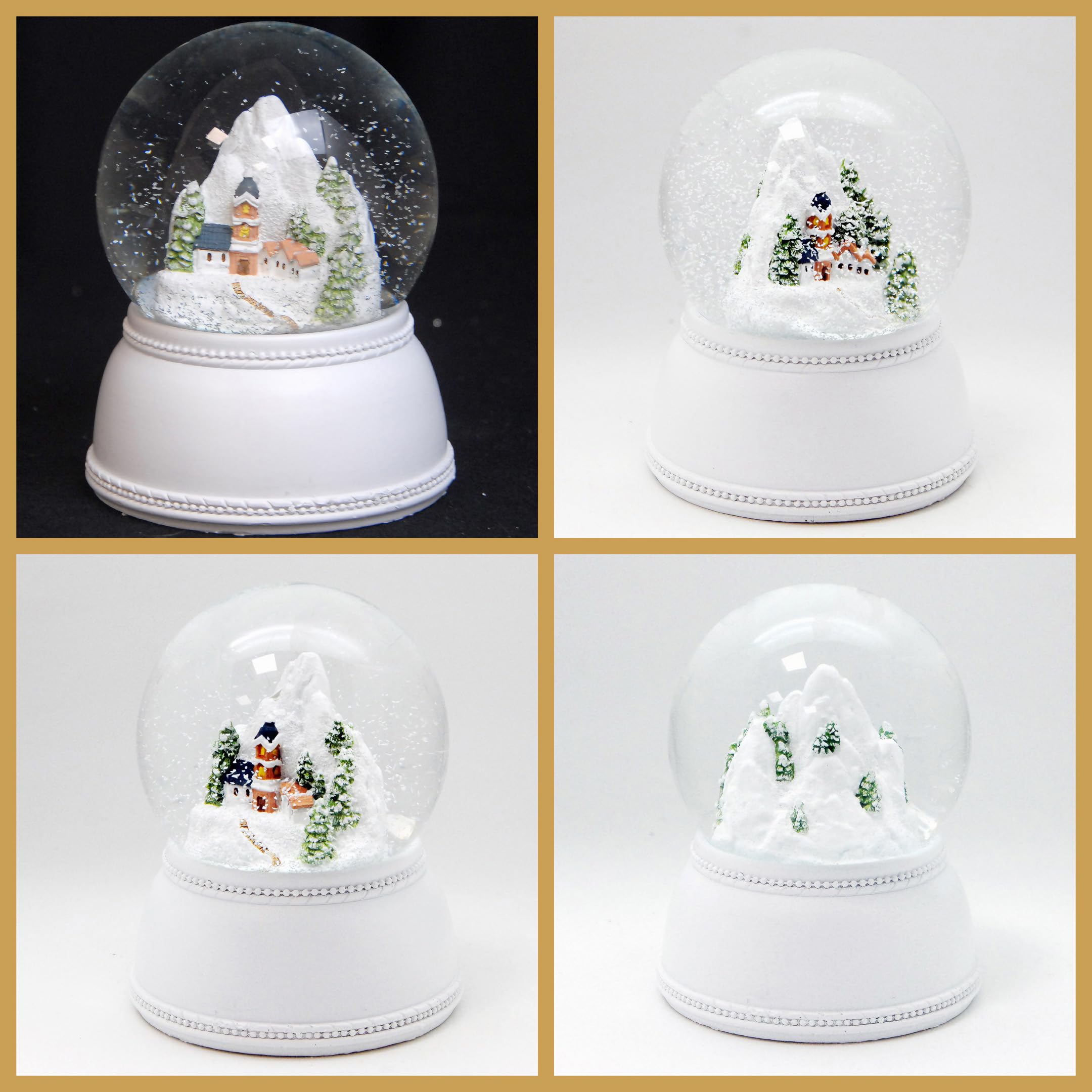 Schneekugel Weihnachten | Bergdorf im Schnee | Sockel weiß Nostalgie | Höhe: 13cm Breite 10 cm | 20252 (Bergdorf weiß Nostalgie)