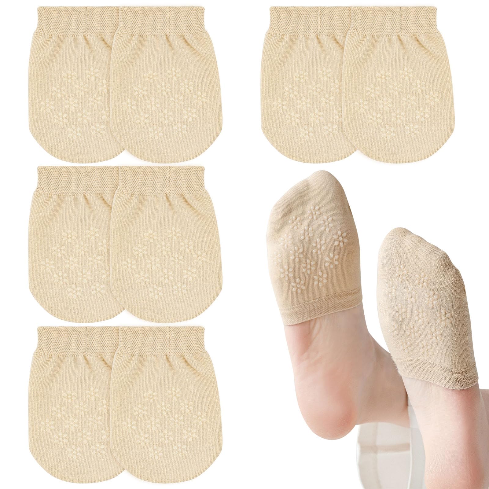 Fantasyon4 Pairs Toe Socks Women, Toe Topper Socks Non Slip Half Socks No Show Socks Invisible Socks Seamless Liner Socks Toe Covers Socks