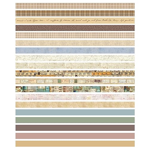 Miniatura 4 de YUBX Juego de 20 rollos de cinta washi vintage, diseño retro delgado, con patrones antiguos, cintas de enmascarar para artes, manualidades, diarios,