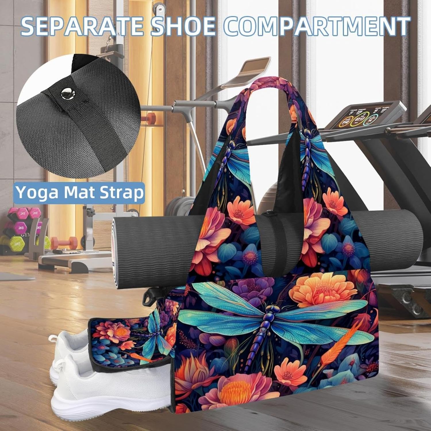 Gym Bag for Women, Otter Yoga Mat Bag with Shoe Compartment, Sport Yoga Gym Bag with Yoga Strap, Carryall Yoga Tote Bag