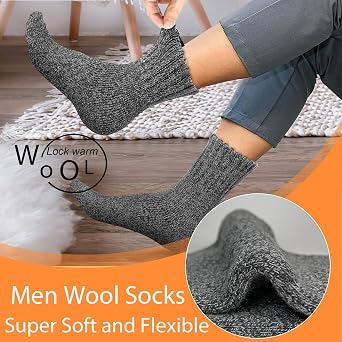 Josnown Thermal Socks for Men 5 Pairs Soft & Cozy Thick Warm Winter Socks