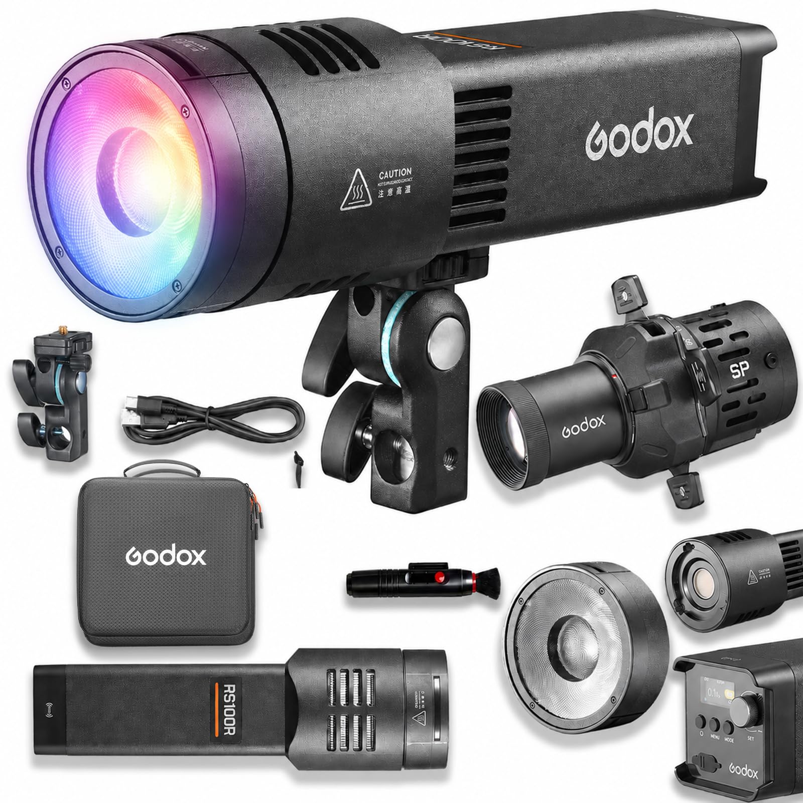 Godox RS100R Kit1 100W RGB COB LED Video Light with SP36K, 1800K-10000K