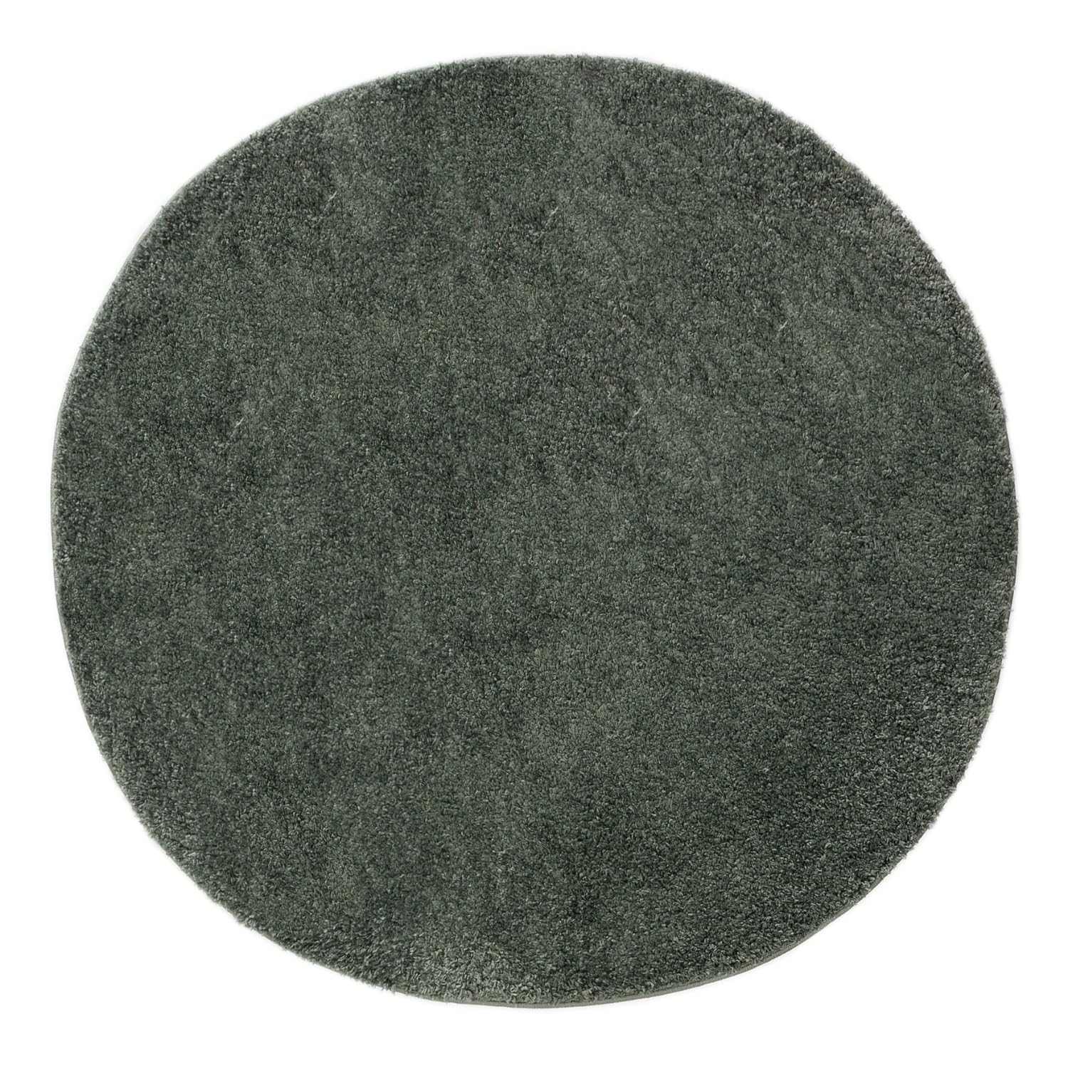 benuta Basic Tapis Poils Long Soho - Vert 120 cm Rond - Doux Minimaliste - Lavable - Nettoyage Facile - Compatible avec Chauffage au Sol - pour Chambre, Couloir, Salle à Manger