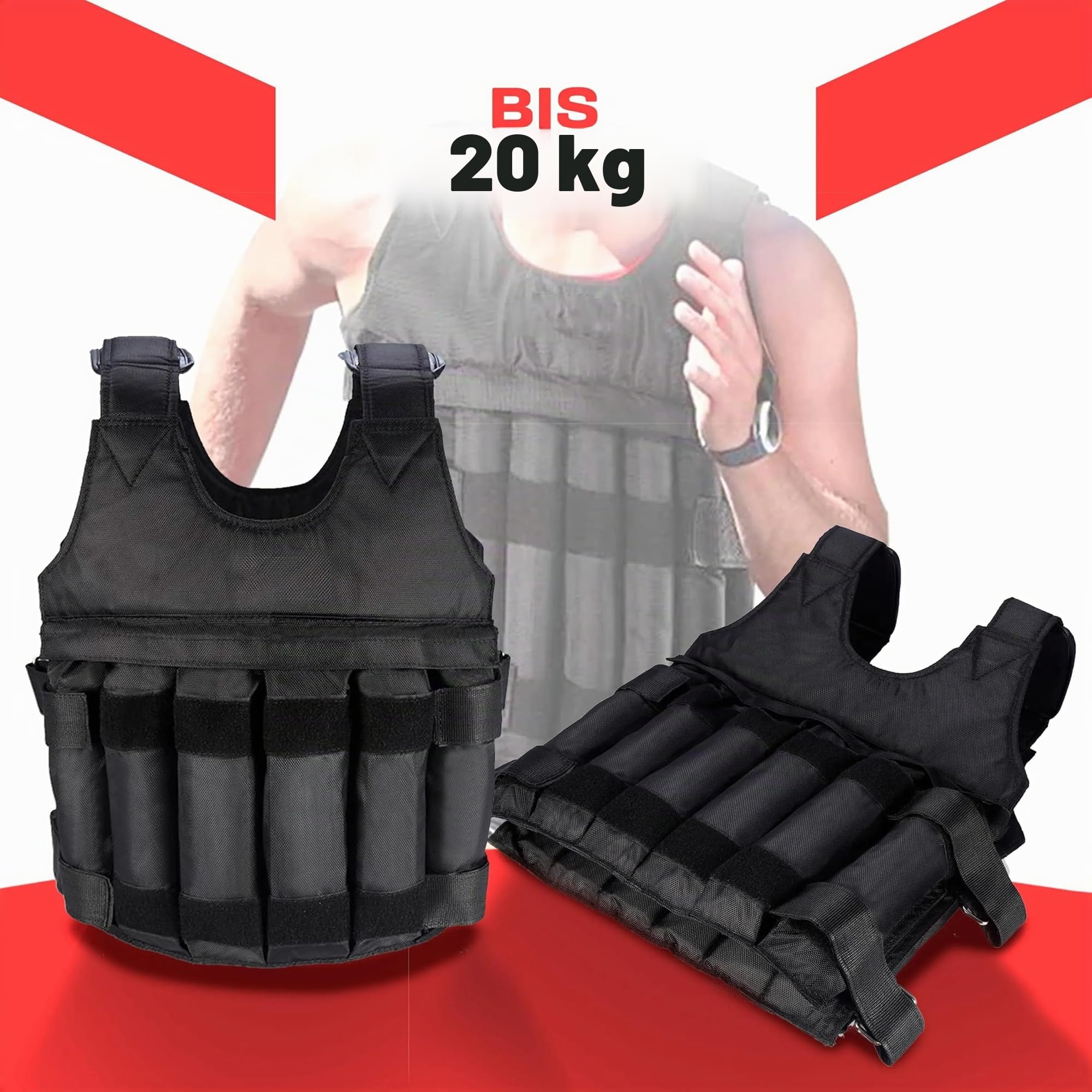 Gewichtsweste 1-50 Kg, Gewichtsbeutel individuell änderbar, hochwertiges Nylon, reißfest und wasserabweisend,