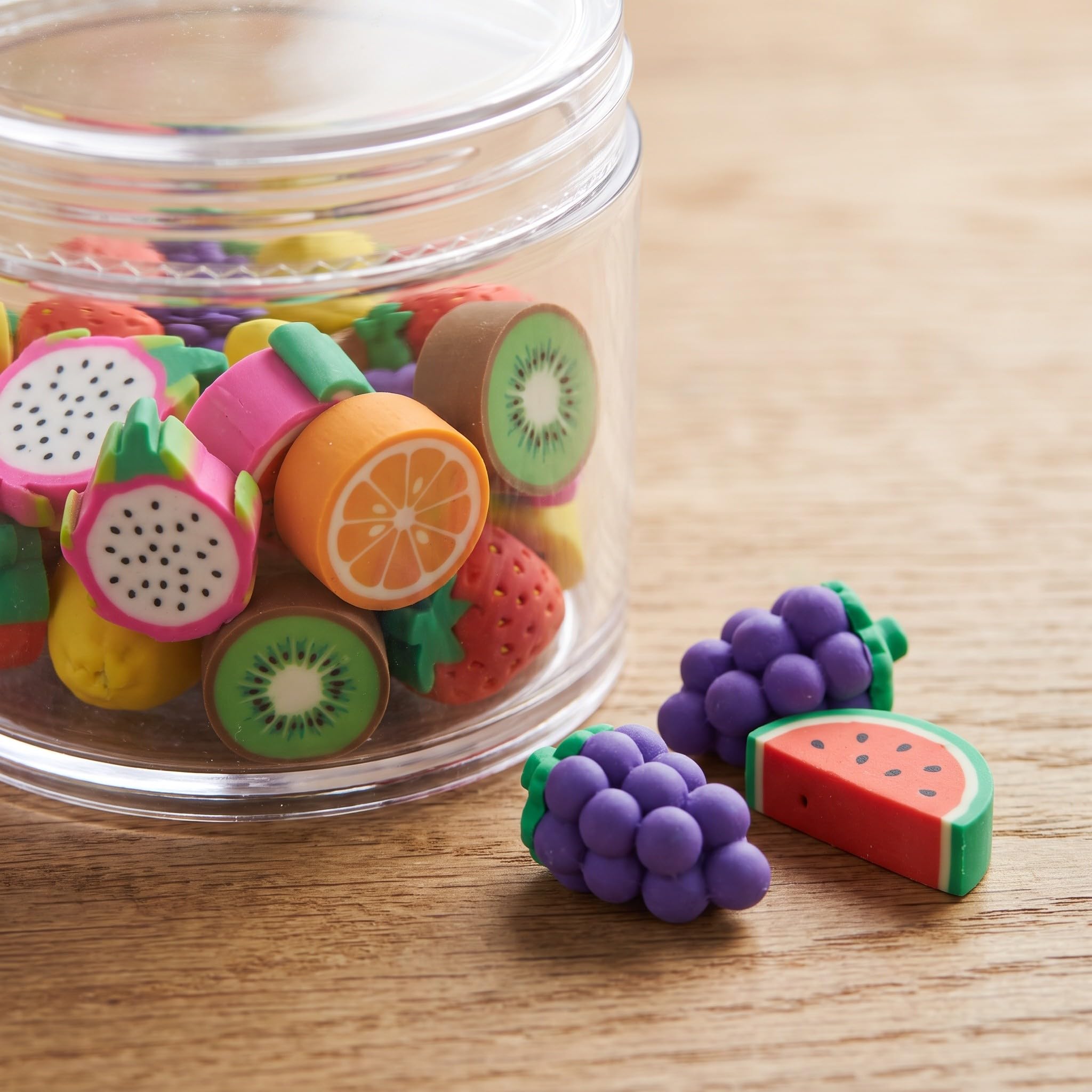 Kisangel 72 gommes fantaisie en forme de fruits : Gommes colorées pour la r