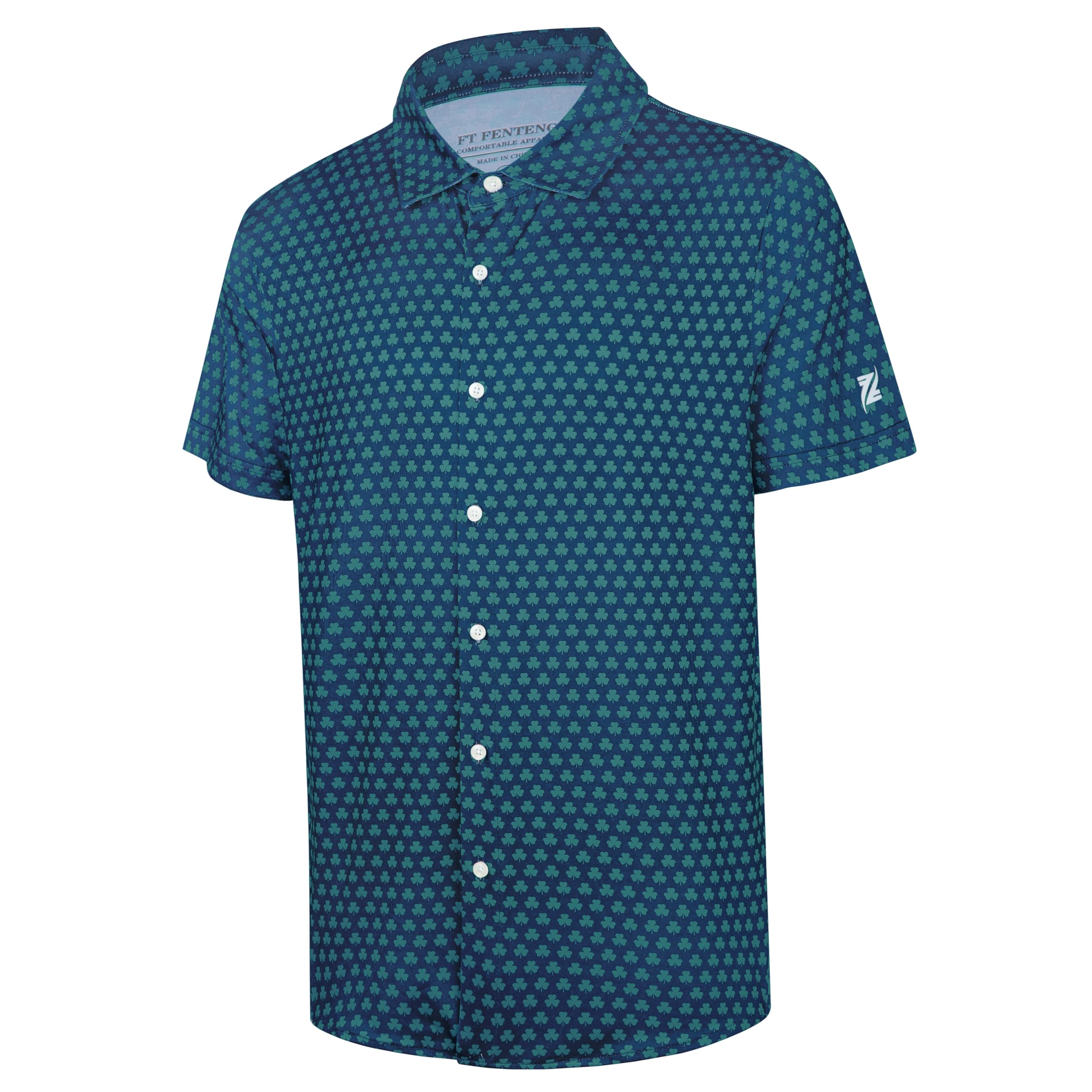 FT FENTENG Mens Hawaiian Shirts Regular Fit Short Sleeve Casual Button Down Summer Tropical Beach Shirts