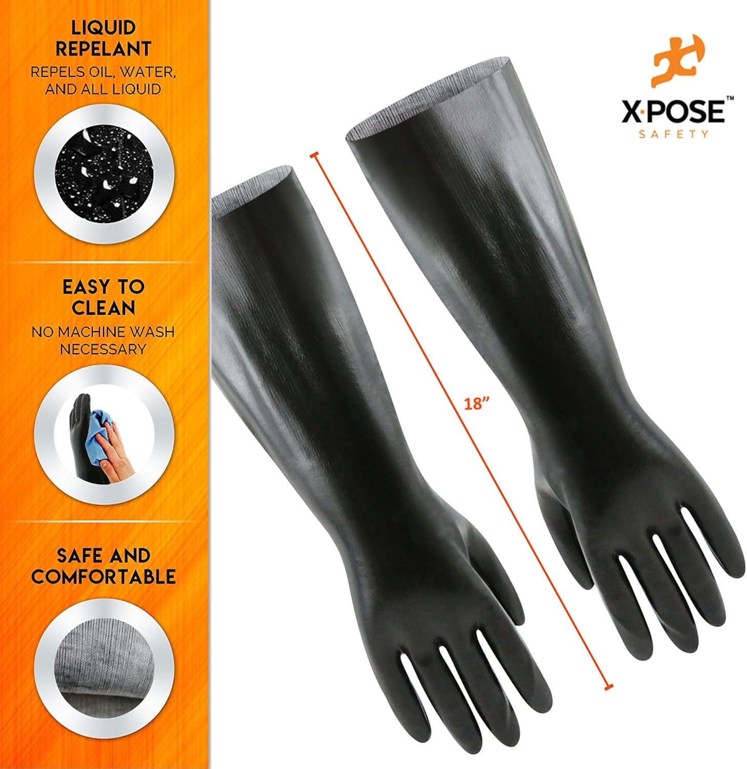 Onе-Dау Sаlе: Uр tо 70% оƒƒ 18” Chemical Resistant Gloves - Heavy Duty, PVC Coated, Comfort Lined - Acid, Oil and Alkali Protection - Forearm Length
