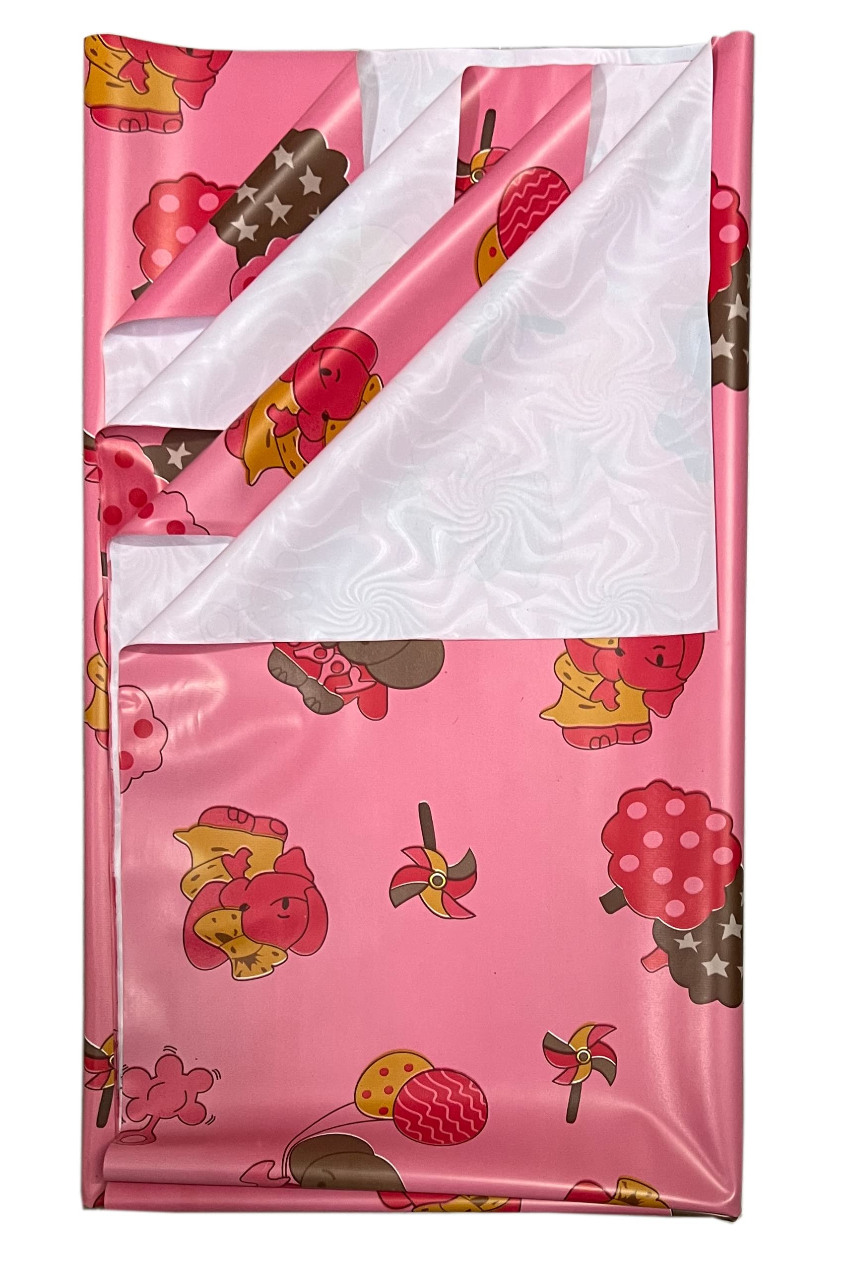Plastic Sheet|PVC Sheet for Kids|Bed Wetting Protector|90 x 135 cm|3 x 4.5 Feet (Pink Elephant)