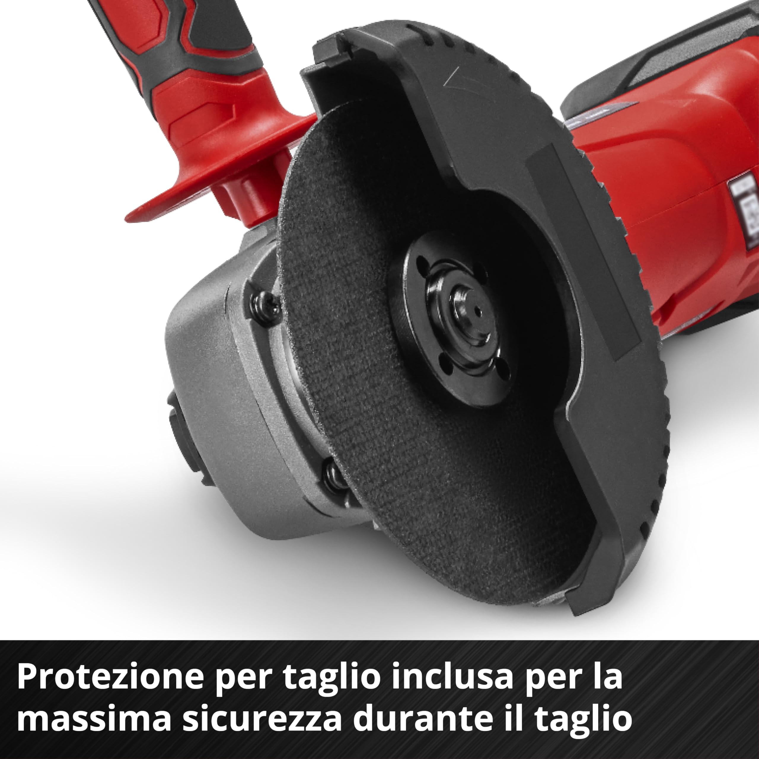 Smerigliatrice angolare Einhell TC-AG 18/115 Li (1 pz. da 4,0 Ah) (18 V, Ø disco 115 mm, profondità di taglio 28 mm, Soft Start, impugnatura supplementare, 1 batteria e caricatore da 4,0 Ah)