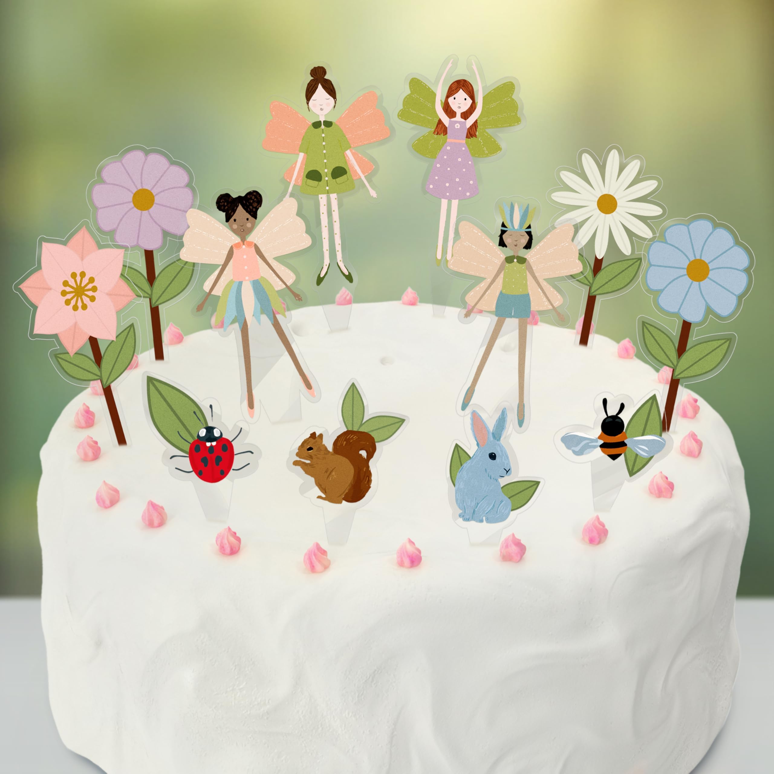 Cheerland Fairy Cupcake Toppers Birthday Party Cupcake Toppers Fairy Cake Decoration Woodland Baby Shower Dessert Picks Spring Decorations for Girls Enchanted Forest Party Supplies