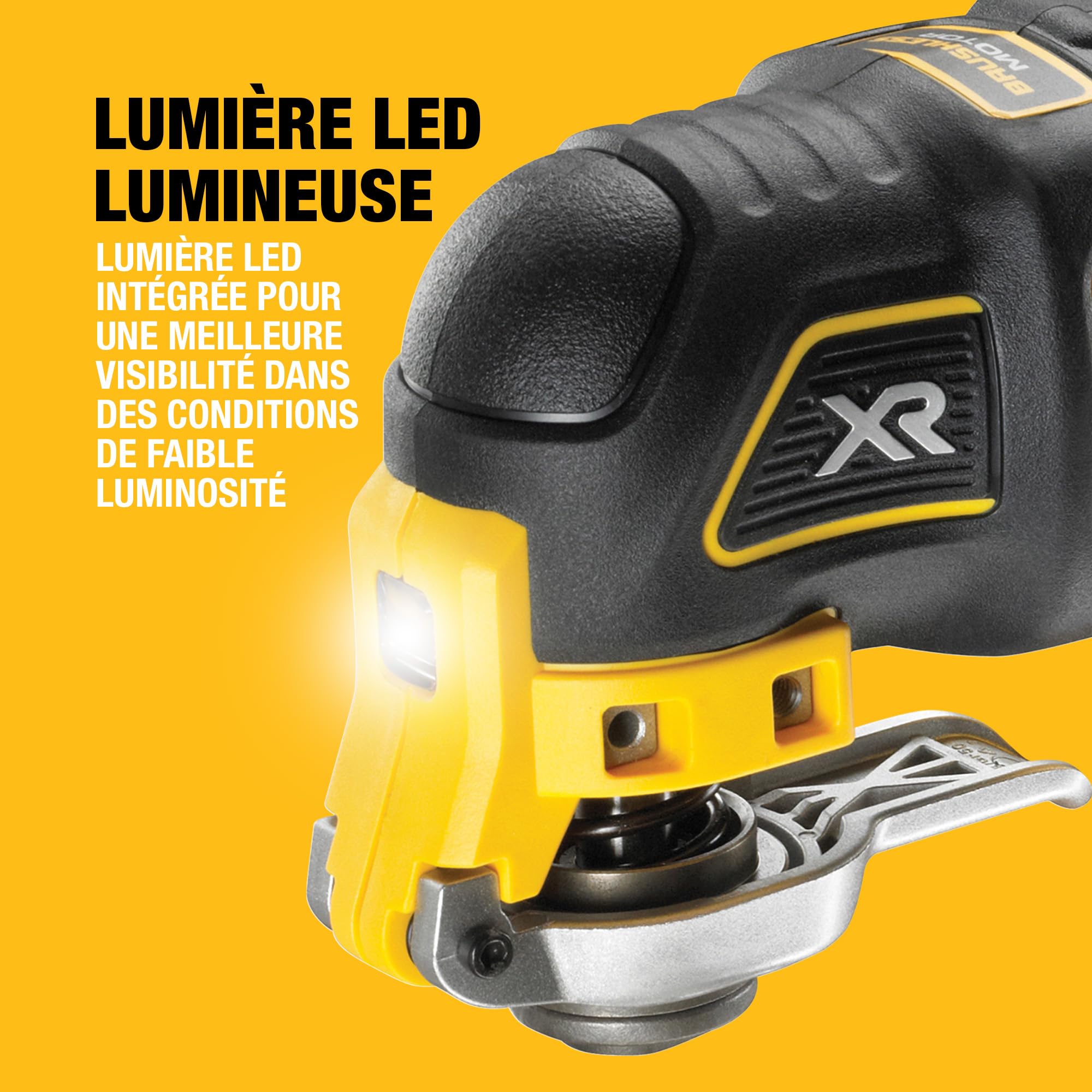 DEWALT - Outil multifonction oscillant sans fil Brushless XR 18V, inclus jeu d'accessoires de Coupe et de Ponçage de 29 pièces, DCS355N-XJ