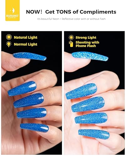 Miniatura 3 de BURANO Esmalte de uñas de gel reflectante, esmalte de gel reflectante con purpurina de diamante de 0.2 fl oz, esmalte de gel de color brillante para