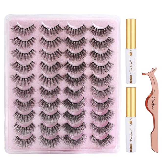 Cuckoo Faux Mink Eyelashes,20 Pairs 3D Faux Mink Lashes