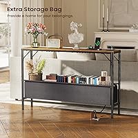 Vista 4 de Console Table, Narrow Sofa Table, 47.2" Behind Couch Table with Power Station, Entrance Table, for Living Room, Hallway, Entryway, Foyer, Rustic