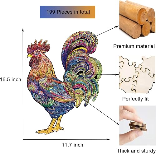 Miniatura 2 de Rompecabezas de madera para adultos, rompecabezas de madera únicos en forma de animal con 199 piezas, rompecabezas de madera cortada con láser,