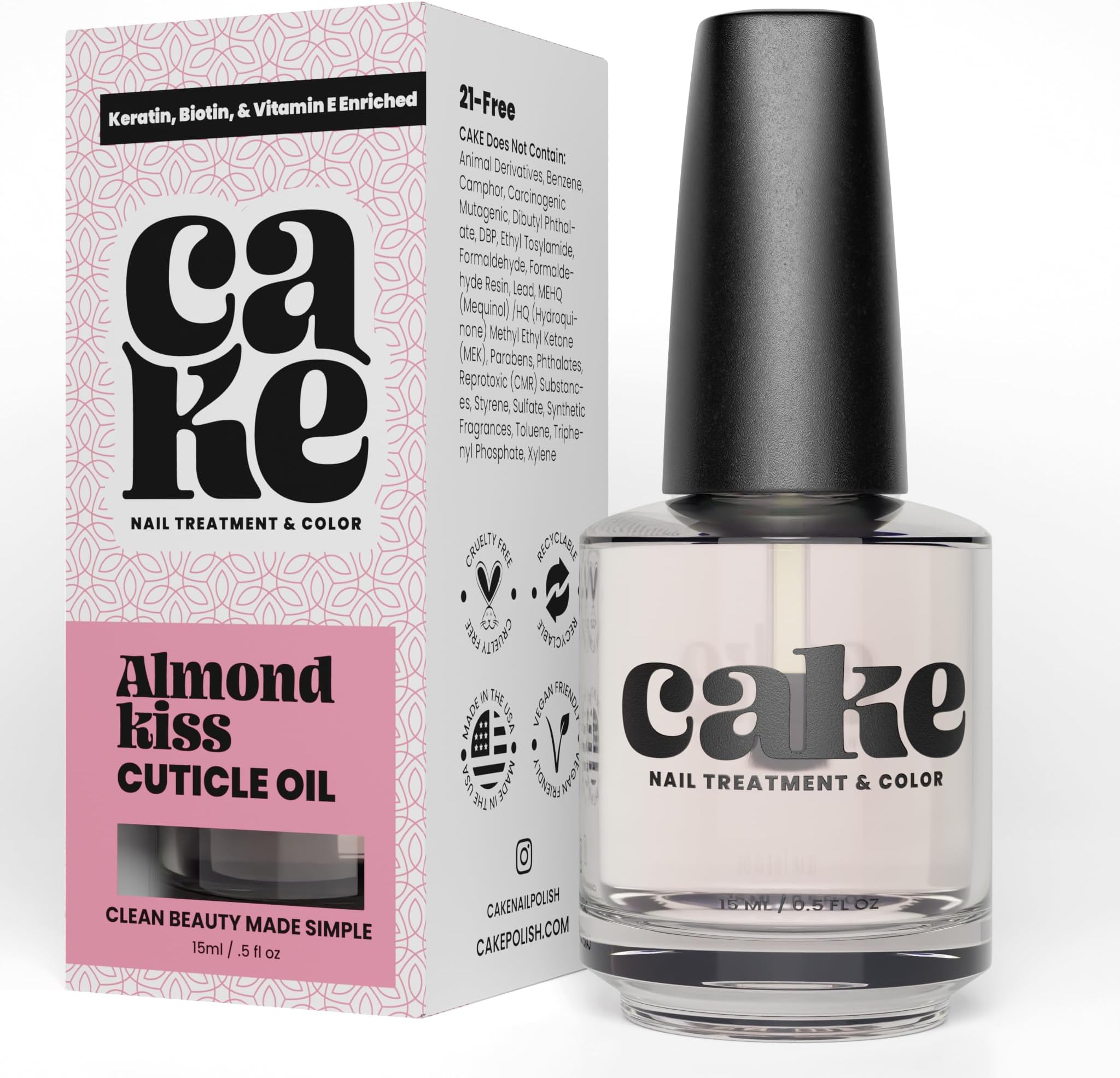CAKE Super Dry Top Coat - Non-Toxiic, Fast Drying, Superior Protection, Chip Resistant Clear Nail Polish Top Coat and Base Coat, Insta Dry, Treatment & Color [0.5 fl oz]