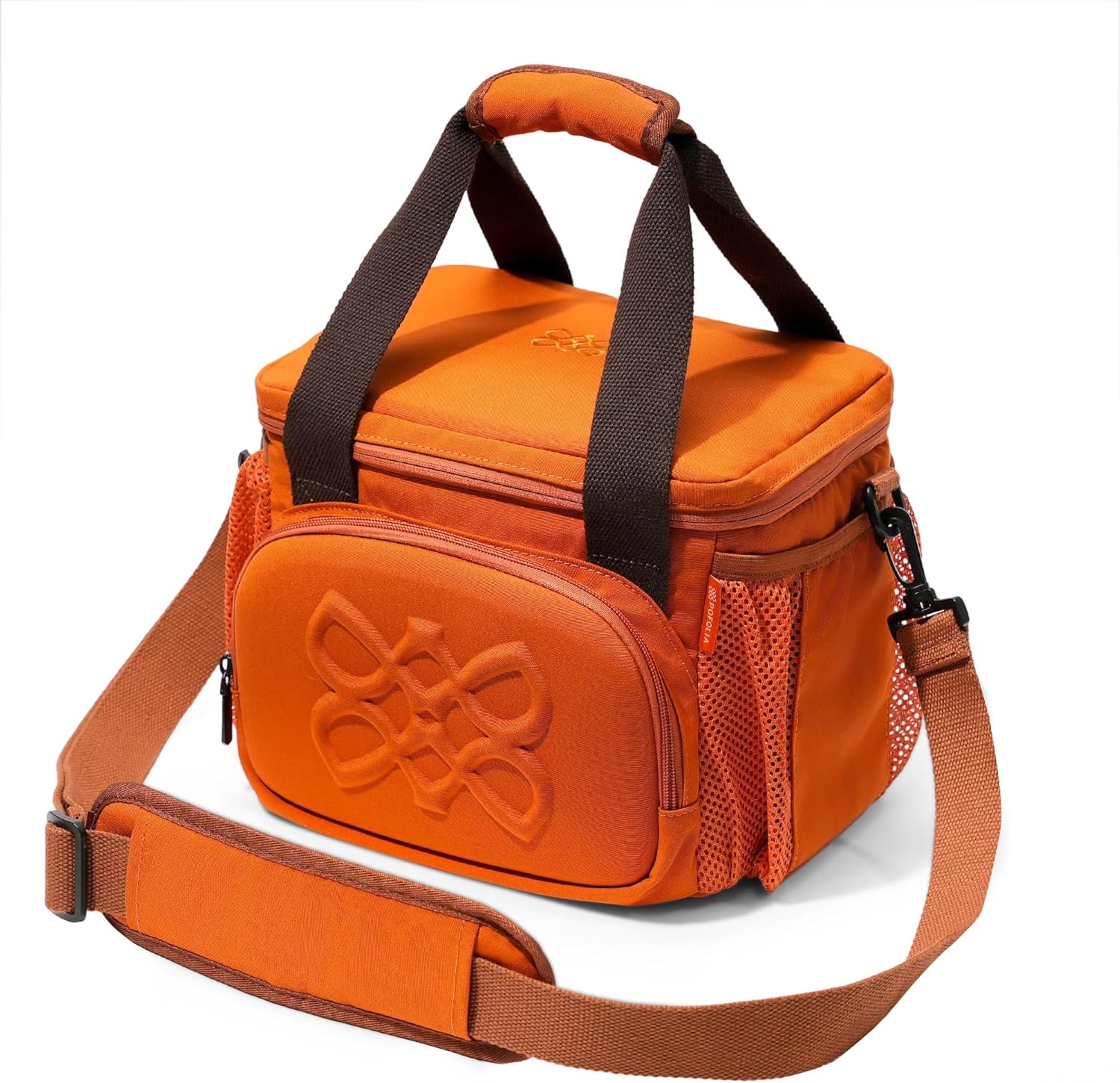 Insulated Lunch Bag for Women, 8L Leak-Proof lunchbox for Work, Fits One Full Meal or 6 Cans (Brown Orange)