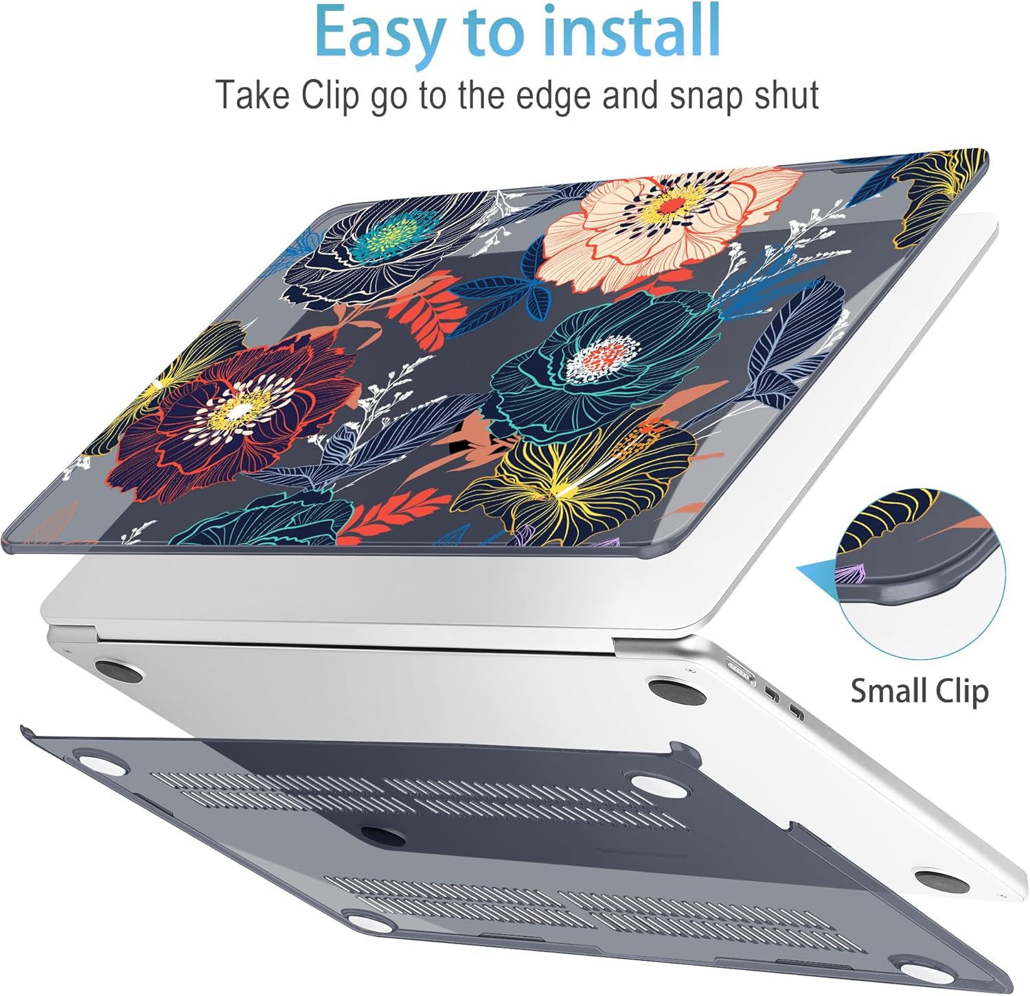 Mektron for 2025 M4 MacBook Air 13.6 Inch A3240 Case Fits 2023 A2681 M2 2024 A3113 M3 Chip with Liquid Retina Display Touch ID, Printed Plastic Hard Shell Cover for MacBook Air 13.6", Dahlia Flowers - Image 4