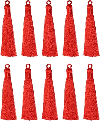 Tupalizy 10 borlas suaves y sedosas hechas a mano con lazo para colgar marcapáginas, llaveros, aretes, pulseras, fabricación de joyas, recuerdo,