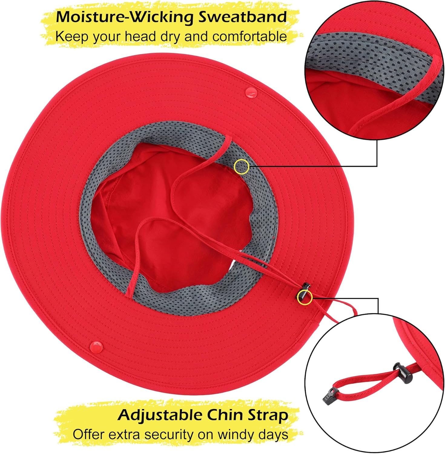 Connectyle Men's Sun Hat UPF 50+ Wide Brim Bucket Hats for Fishing Hiking Gardening Adjustable Boonie Hat Outdoor Safari Hats - Image 3