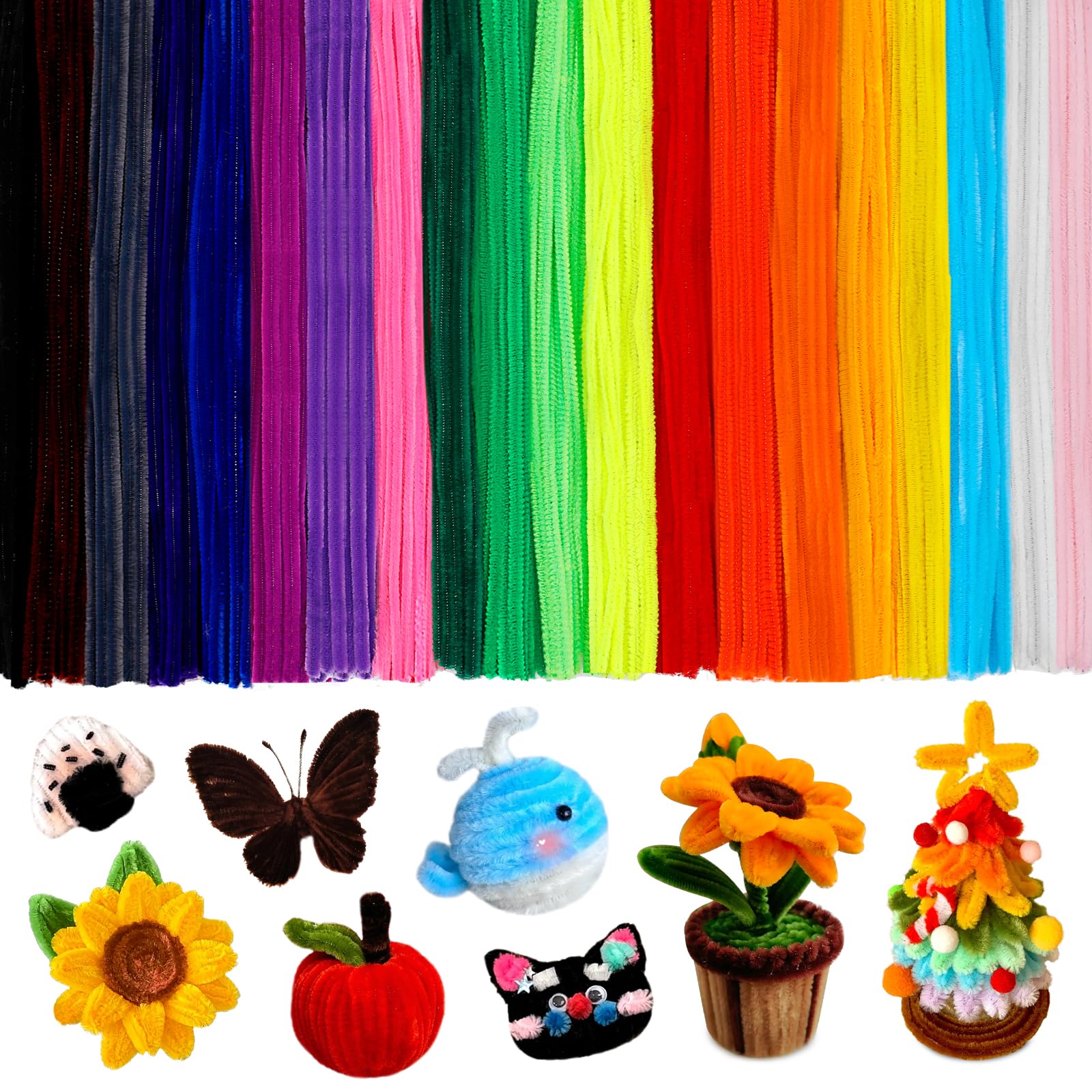 Pipe Cleaners for Craft, 200PCS Coloured Chenille Stems- Multi-Color
