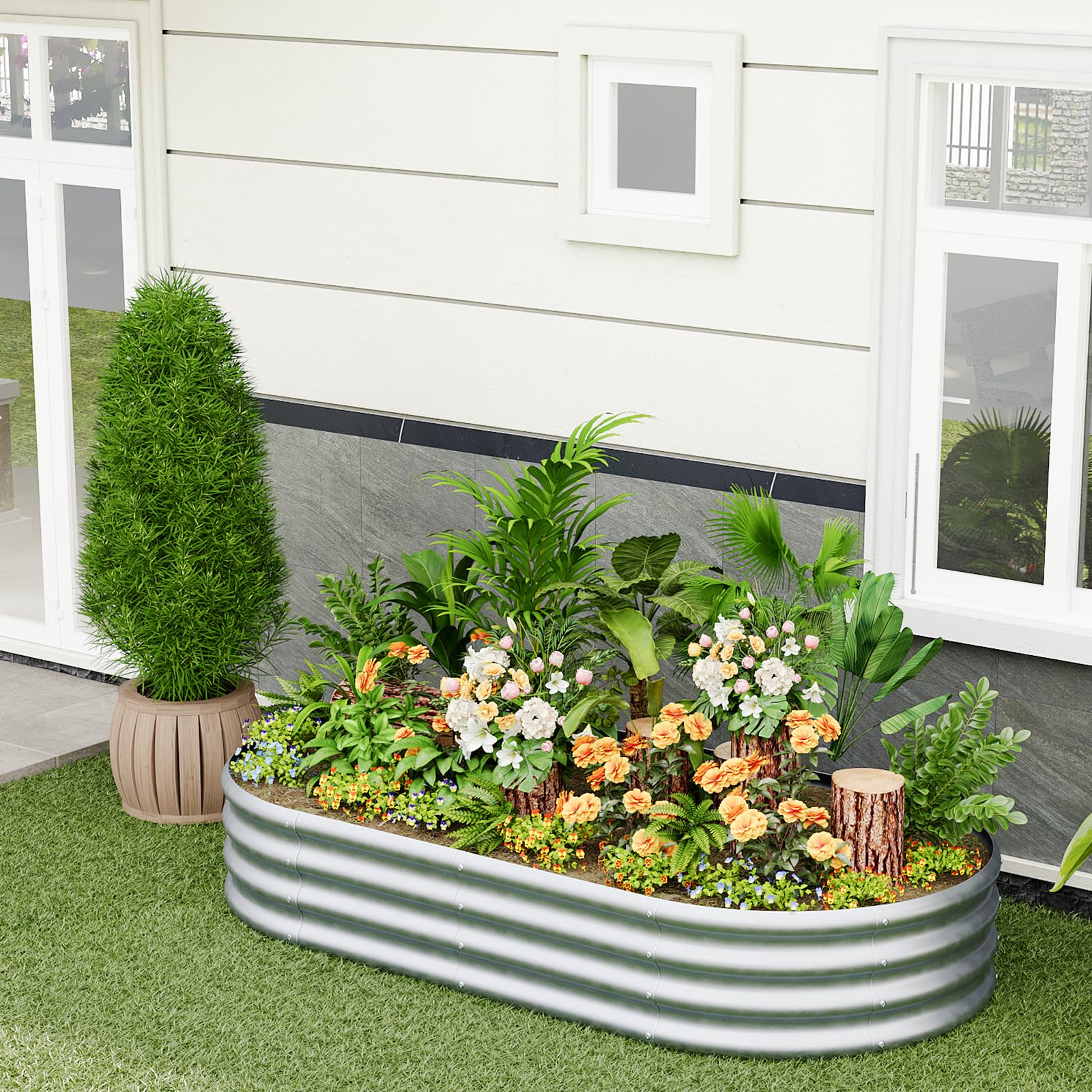 Bamworld Fioriera rialzata in metallo per giardino, 29 x 90 x 180 cm, senza ruggine, con ampia area, aiuola rialzata da assemblare, resistente alle intemperie e stabile per verdure, erbe e fiori