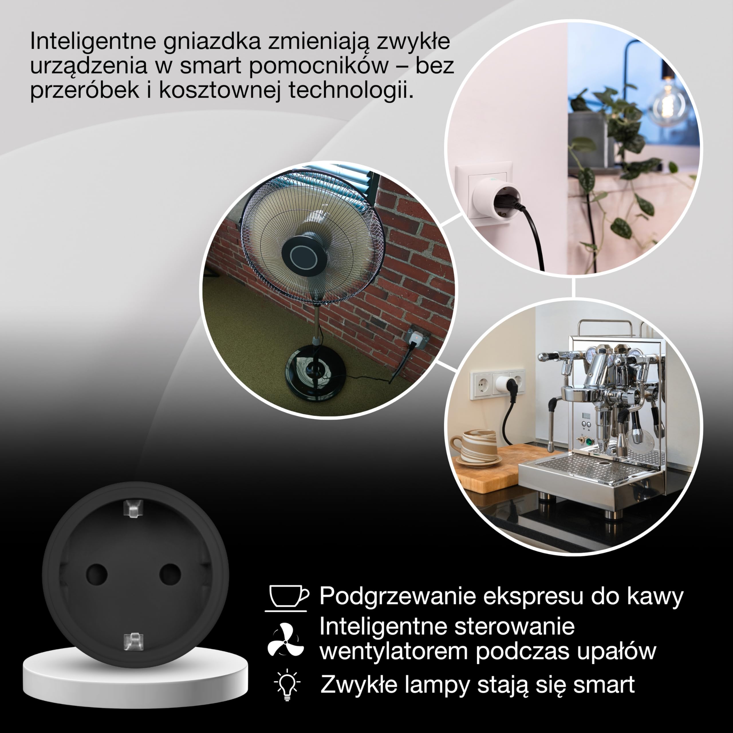 OSRAM Gniazdo SMART+ ZIGBEE EU w kolorze czarnym, inteligentne gniazdo z kontrolą zużycia energii i technologią ZigBee do integracji urządzeń elektrycznych z systemem inteligentnego domu