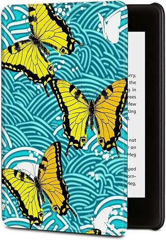 Case for 7" All-New Kindle Paperwhite 12th Generation, 2024 Released PU Leather Cover with Auto Sleep Wake for Kindle Colorsoft Signature Edition, Yellow Butterfly