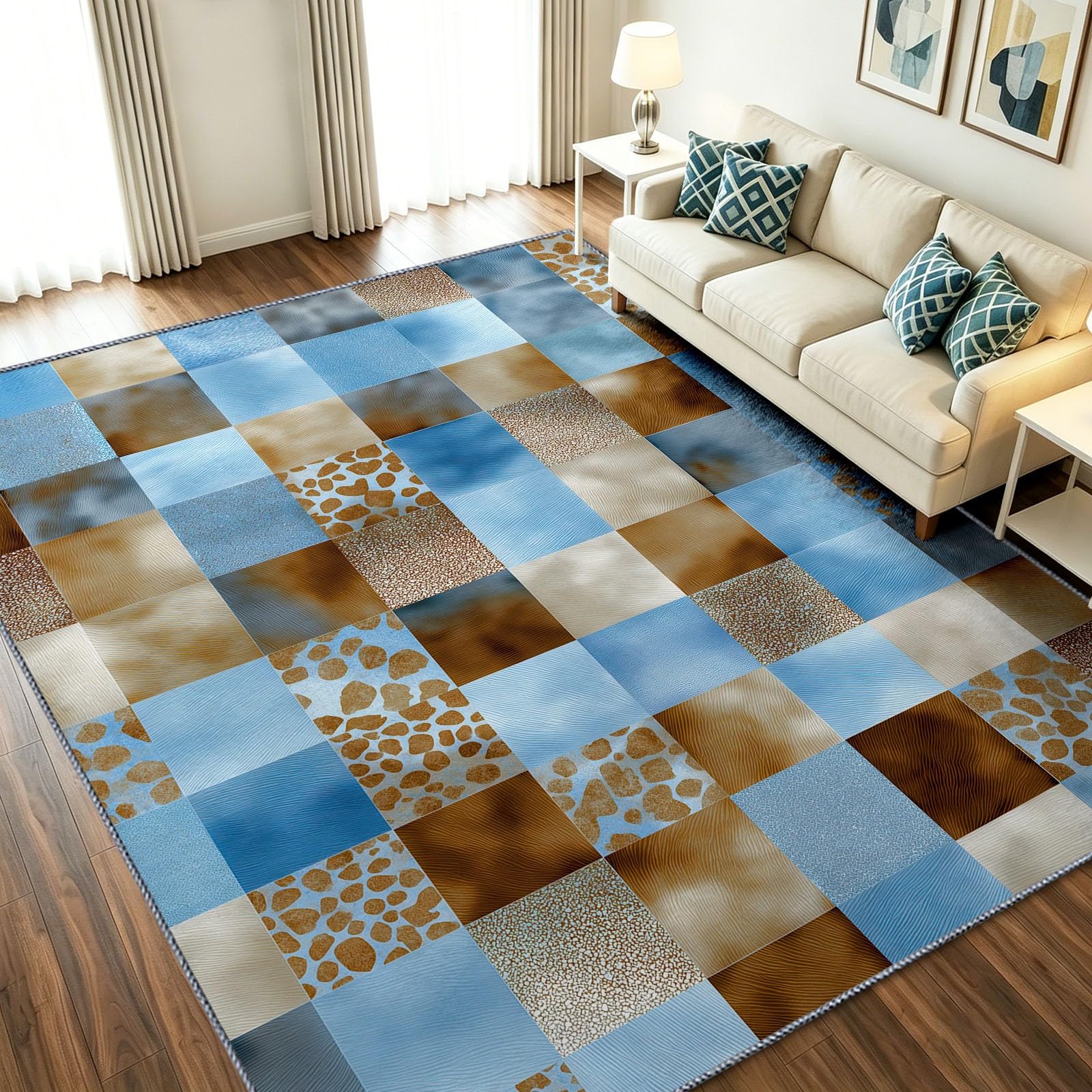 Tapis 160 x 230 cm poil ras lavable pour sécuriser le salon et la salle à manger