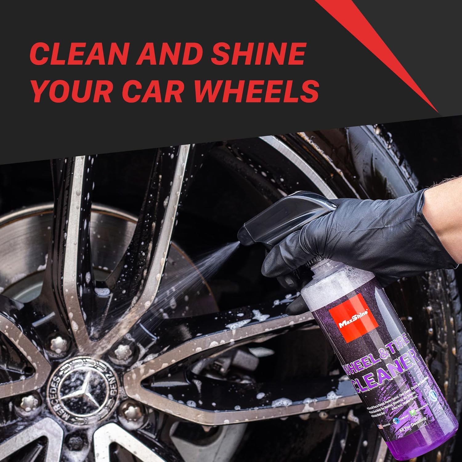 Maxshine 1 Gallon Wheel & Tire Cleaner – Breaks Down Dirt & Contaminants on Wheels, Tires & Brakes – Safe for All Rim Finishes – Ideal for Cars, Trucks & SUVs – Detailing Accessory