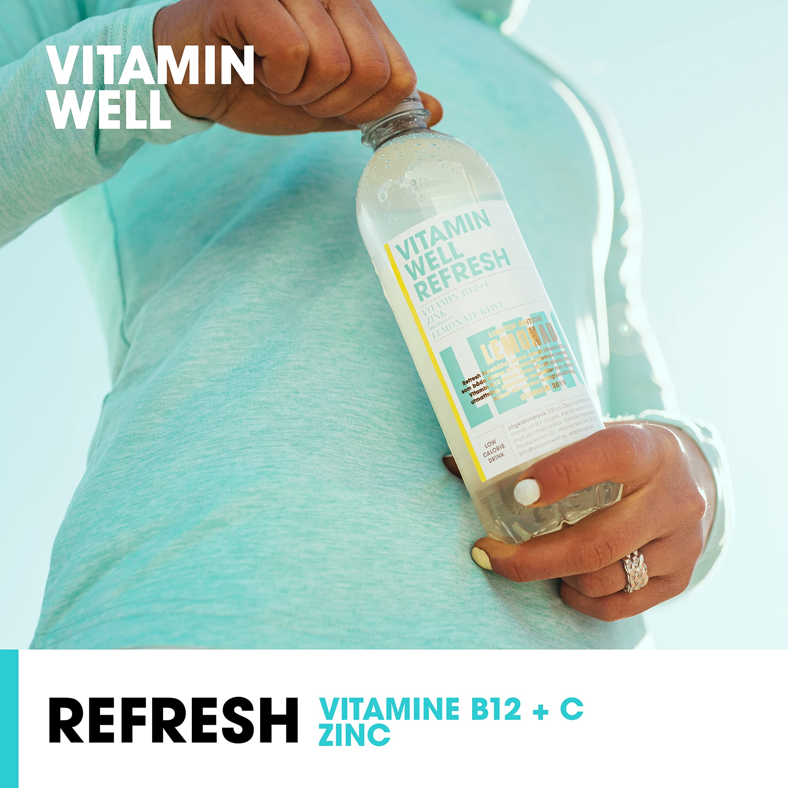 Vitamin Well - Boissons enrichies en vitamines et en minéraux goût kiwi, citron, 12x500ml (Refresh)