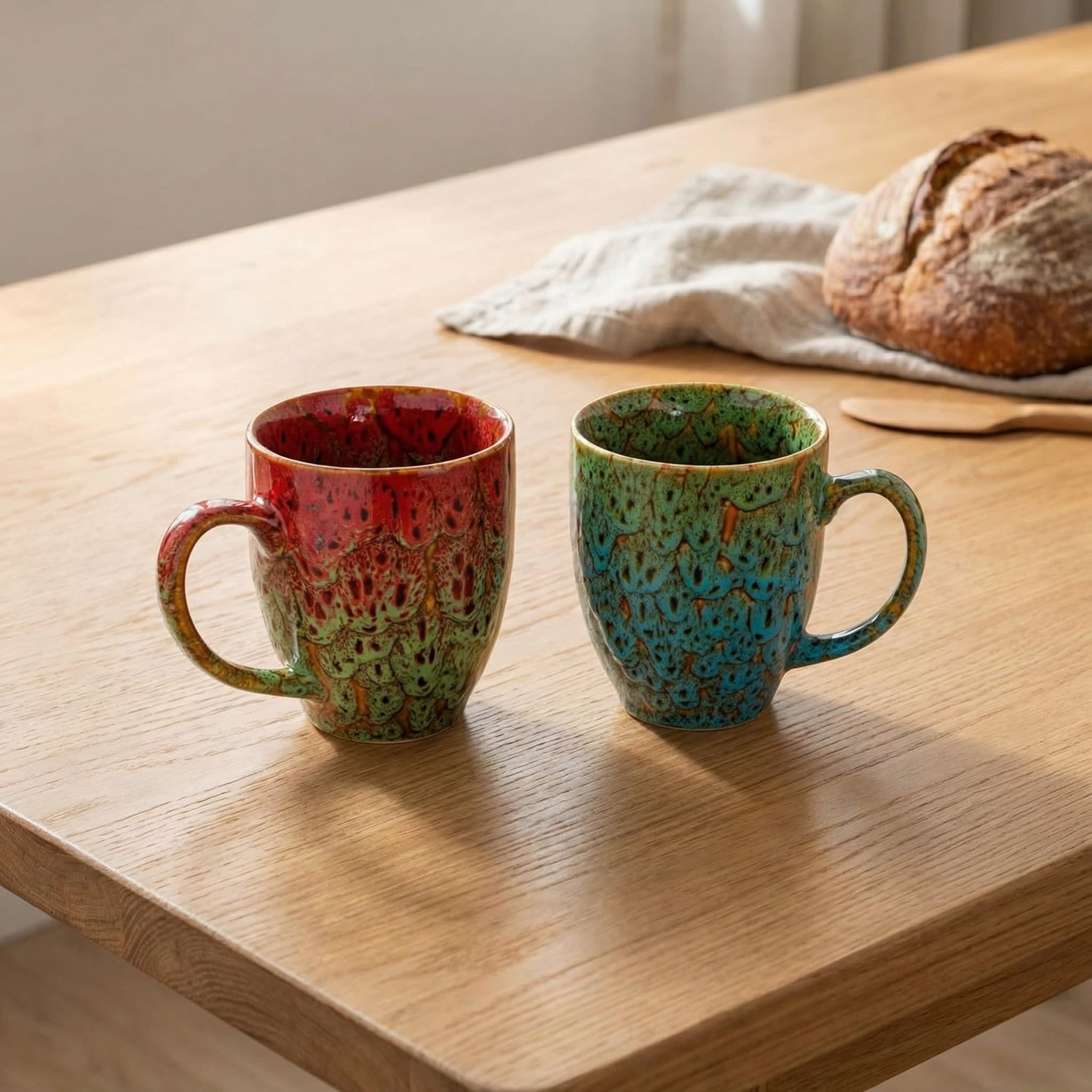 Juego de 2 tazas de café de cerámica grandes de 16 onzas, asas ergonómicas, aptas para lavavajillas y microondas, perfectas para té, hogar, oficina y regalo