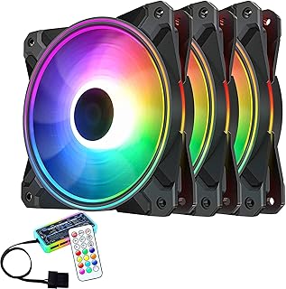 3 ventiladores LED ARGB de colores para PC Case 120 mm Hub LED RGB con mando a distancia Aura Sync 3 pines silencioso flujo de aire elevado para refrigeración de escritorio