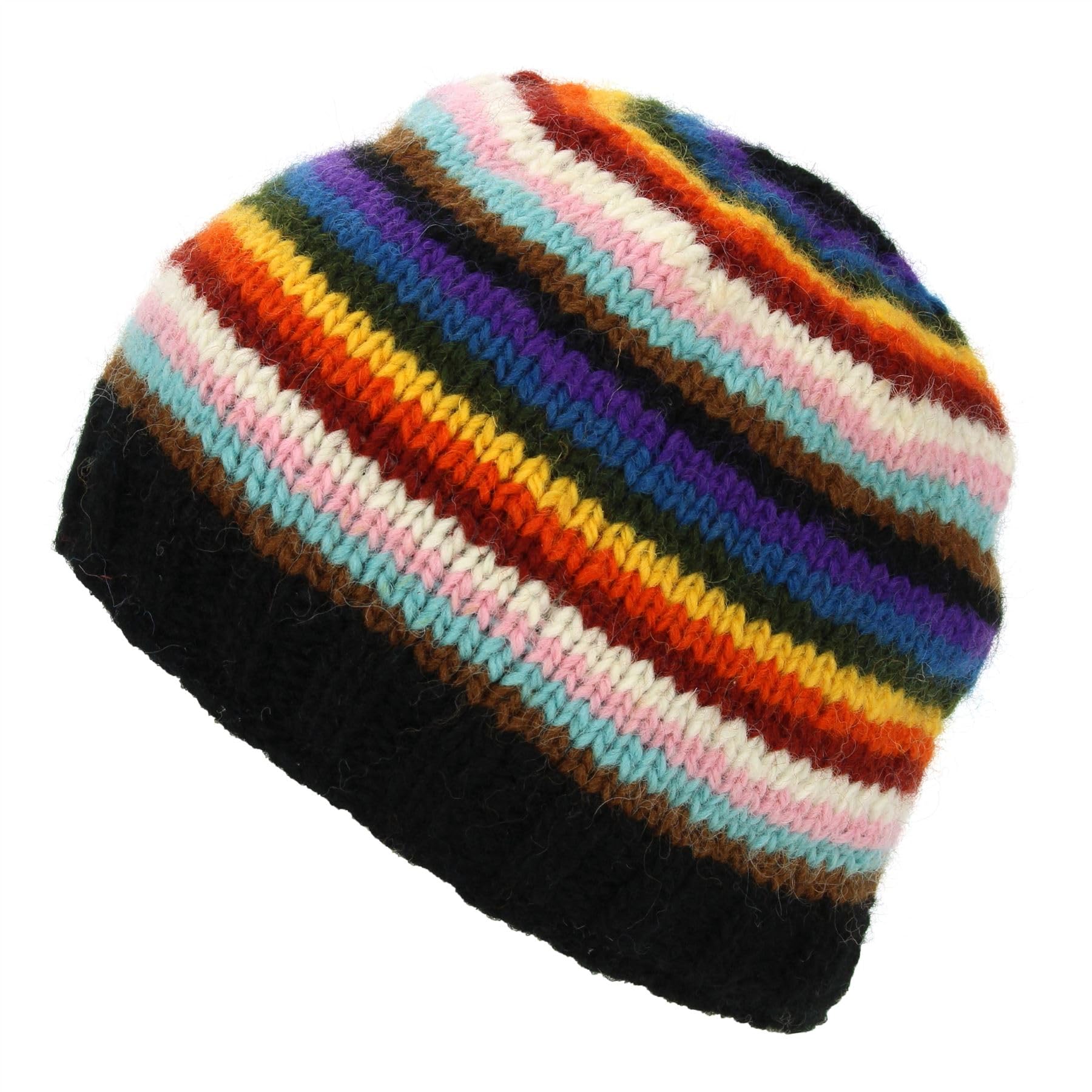 LOUDelephant Hand Knitted Wool Beanie Hat - Stripe Progress Rainbow