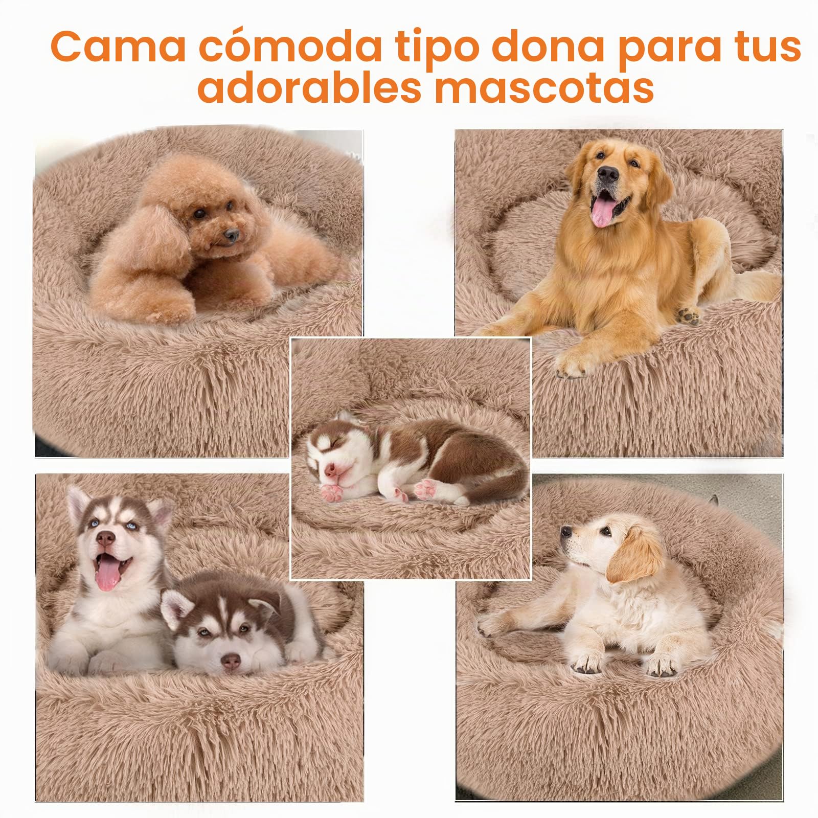 OKPOW Camas Perros Grandes Ortopedica - Colchoneta Perro Redonda Suave y Esponjosa - Cama para Gatos Anti-Ansiedad Cómoda - Manta de Felpa Lavable