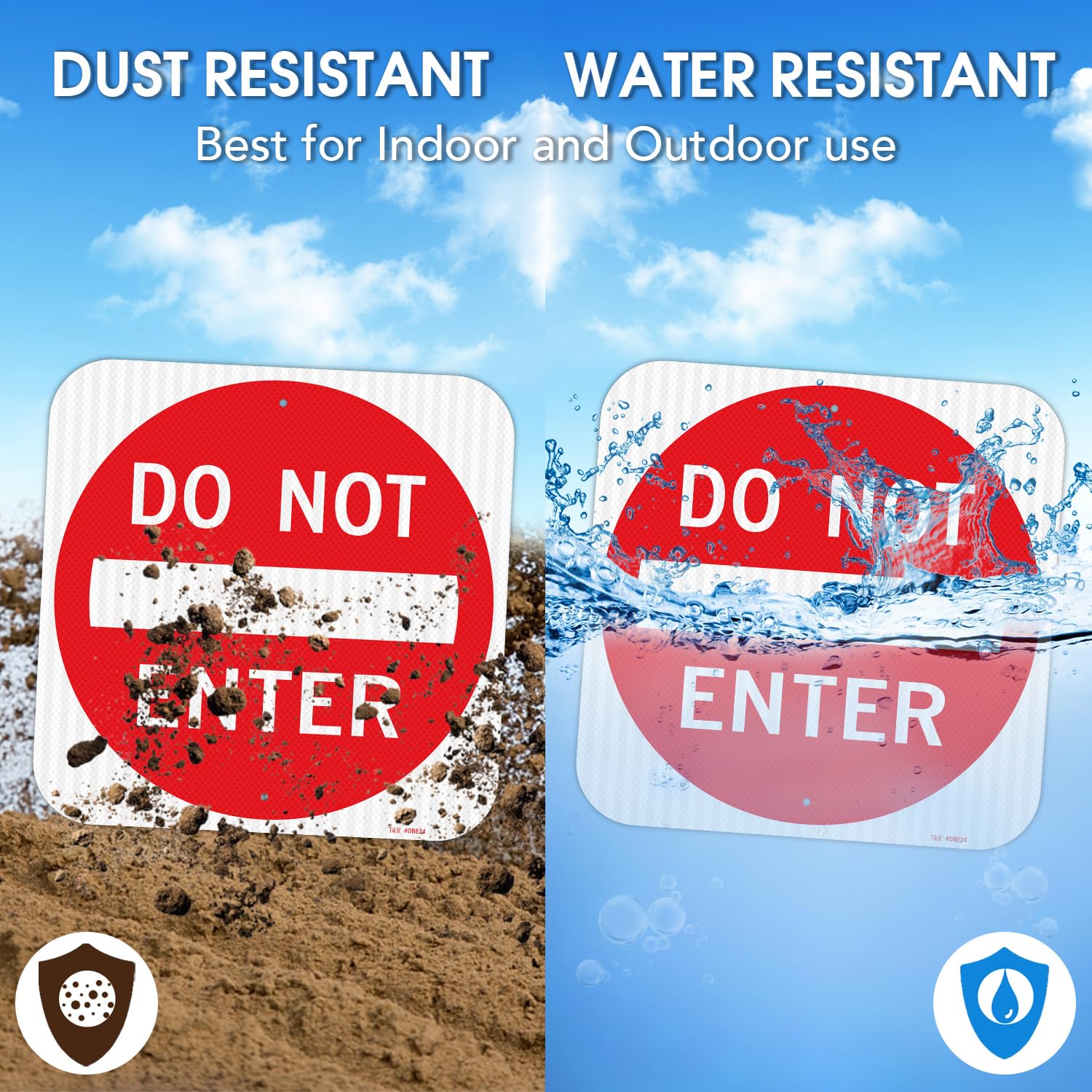 T&R Grand panneau de signalisation « Do Not Enter » - 61 x 61 cm - Feuille réfléchissante de qualité ingénieur - Aluminium antirouille - Résistant aux intempéries, imperméable à l'eau et à la