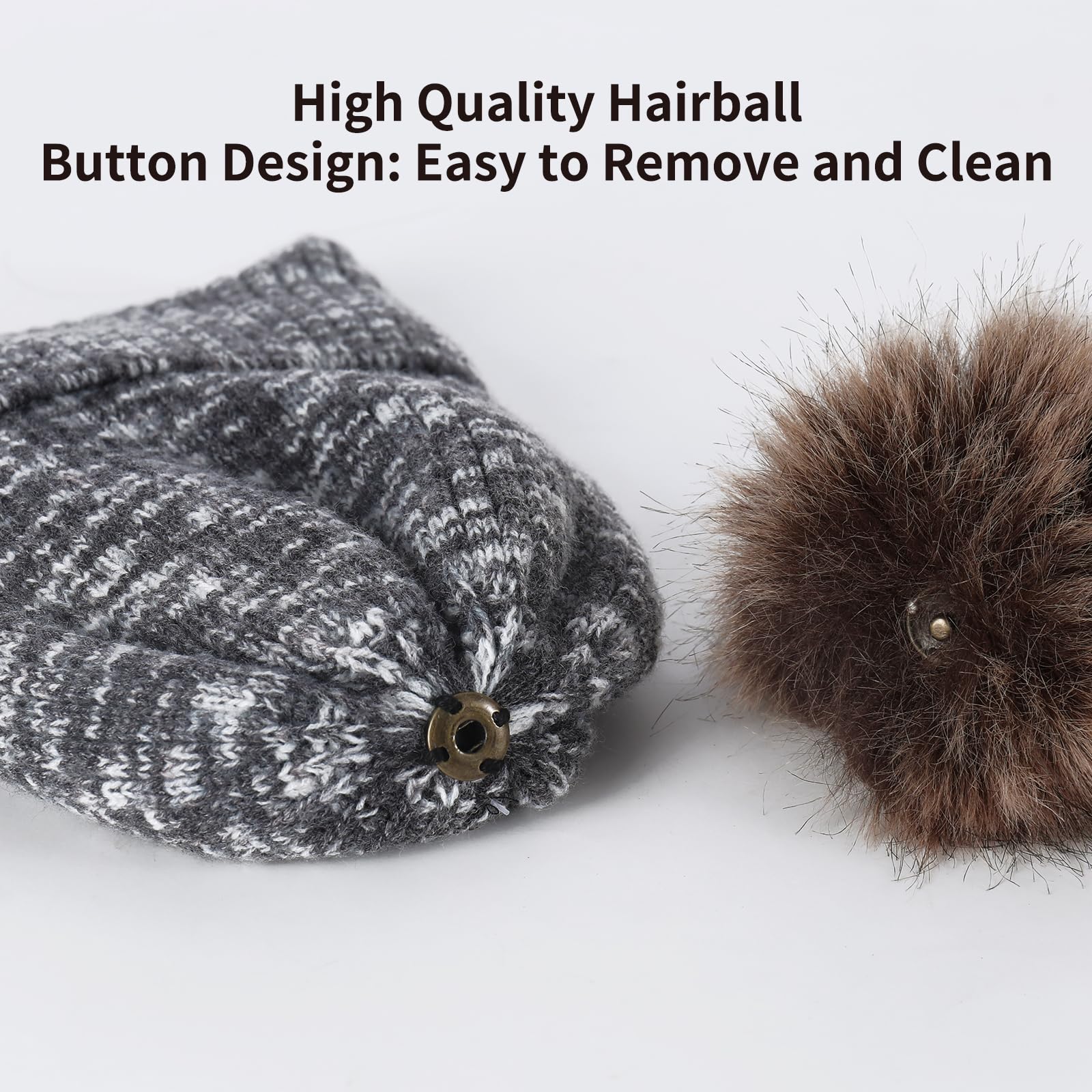 Juego de gorro, bufanda y guantes de invierno para mujer, gorro clásico con pompón extraíble, bufanda larga, guantes para pantalla táctil, juego 3 en 1