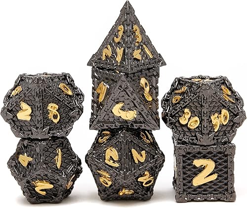 Juego de dados de metal D&D, juego de dados poliédricos de dragón y mazmorra para RPG (juego de rol de mazmorra y dragón) y juego de dados de