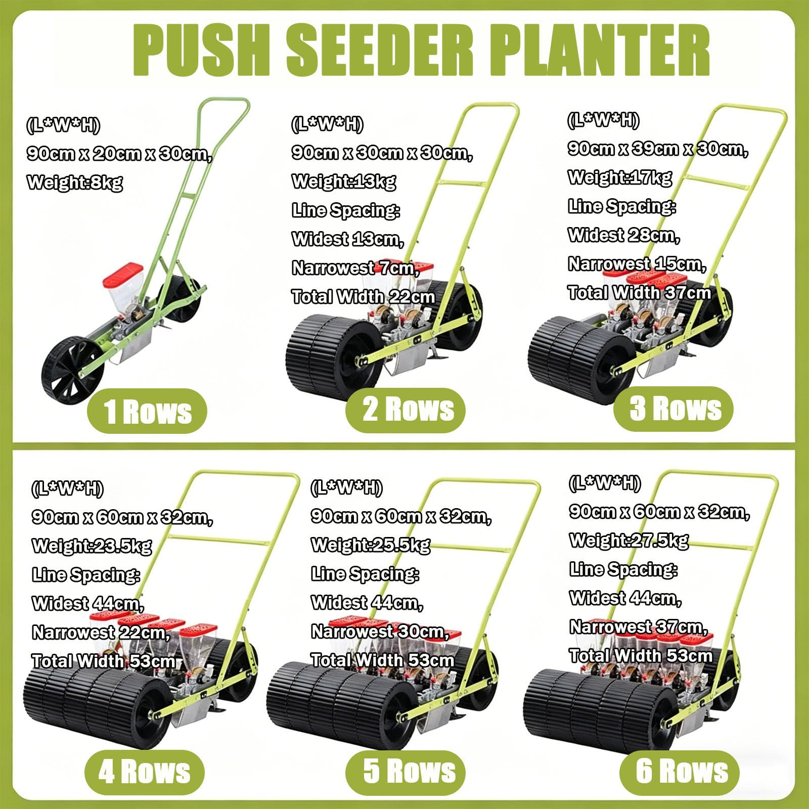 Seminatrice per Mais e soia | Seminatrice Manuale per ortaggi per Semi da 2 a 10 mm | Seminatrice Manuale Portatile per la Semina di precisione su terrazze e pendii 4row