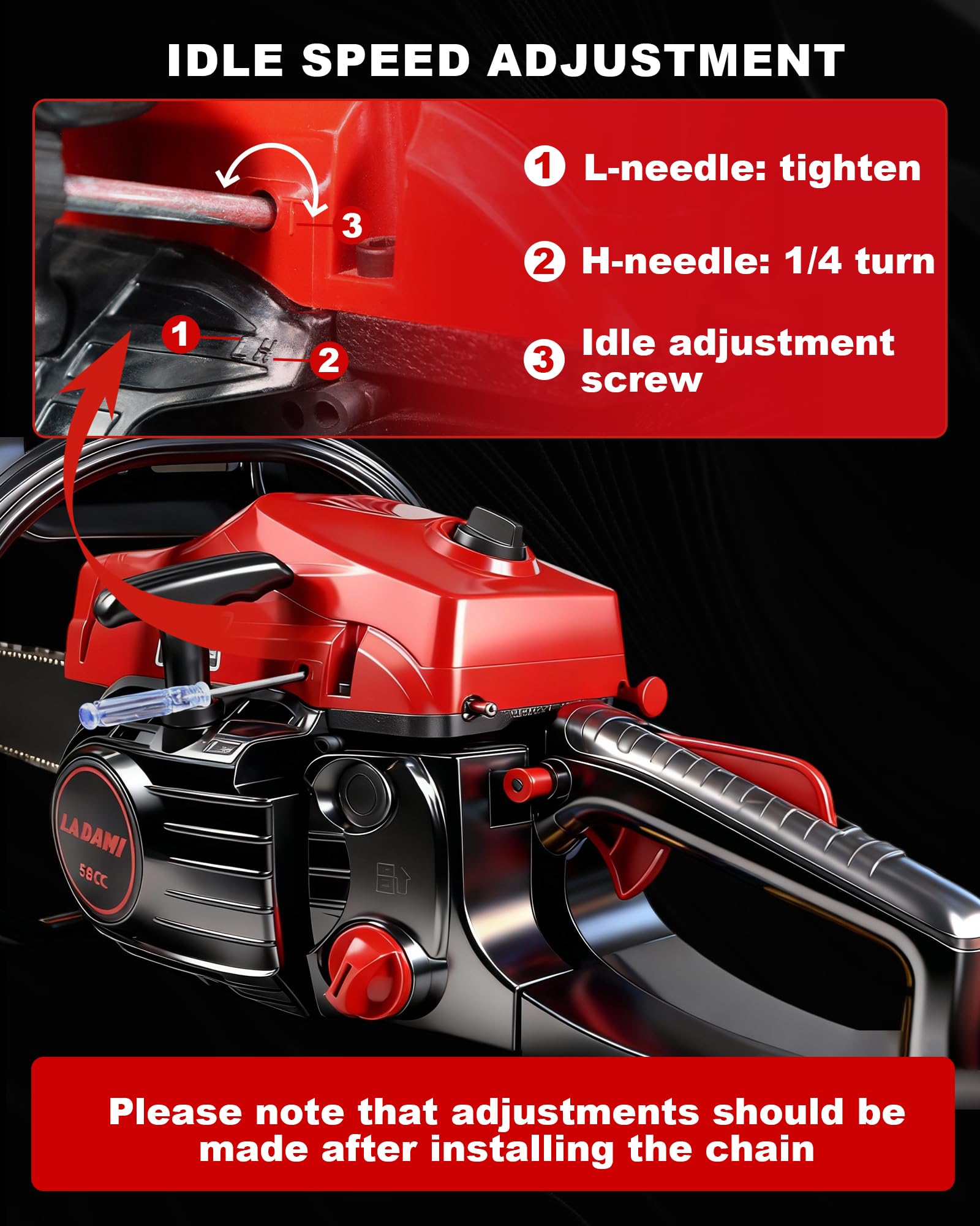 Motosega a benzina 58CC professionale, motosega a 2 tempi, motore da 3,5CV con barra da 20pollici e 16pollici, 2catene, sega a benzina per la cura degli alberi, per disboscamento e giardinaggio