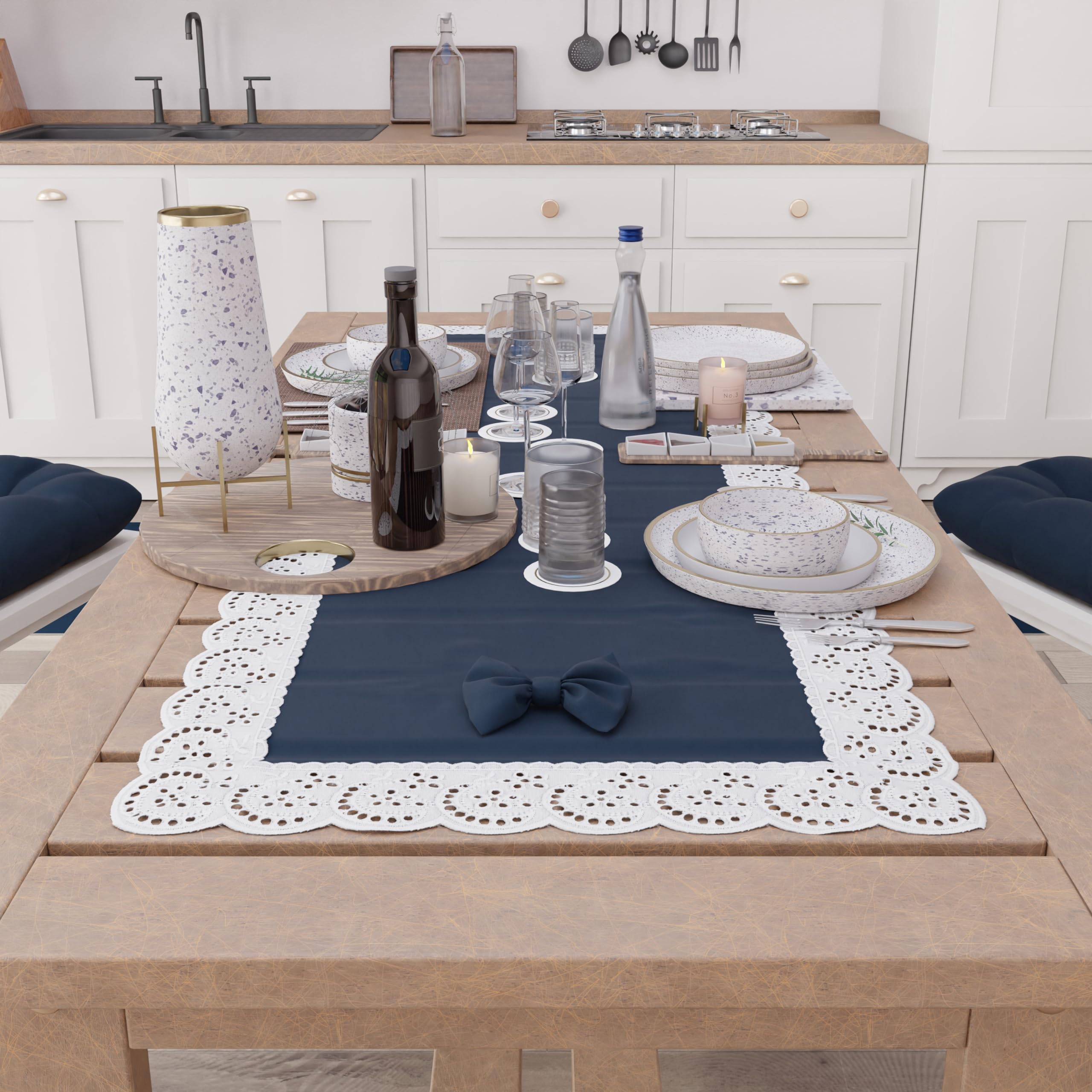 PETTI Artigiani Italiani, Elegant Cotton Table Runner for Kitchen Table Living Room, Dining Room - Image 2