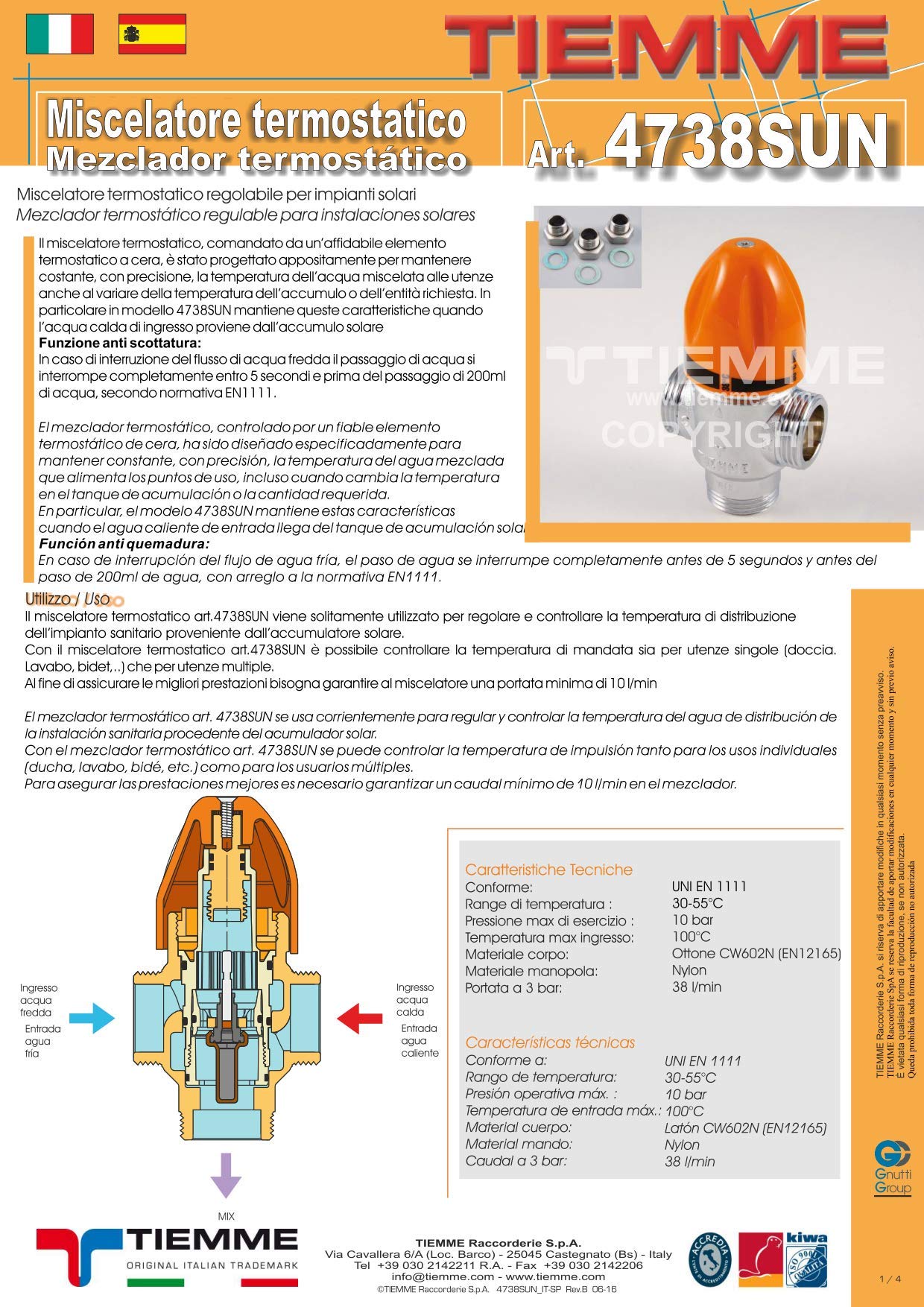 Valvola termostatica solare MMV-S 1"